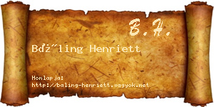 Báling Henriett névjegykártya